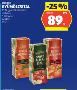 ALDI RIO D'ORO GYÜMÖLCSITAL ajánlat