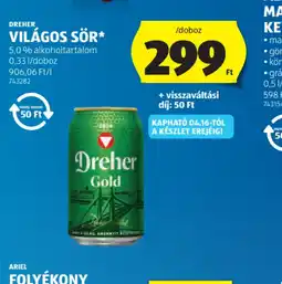 ALDI Dreher Világos sör ajánlat