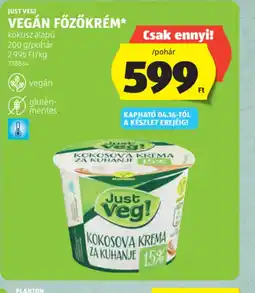 ALDI JUST VEG! VEGÁN FŐZŐKRÉM ajánlat