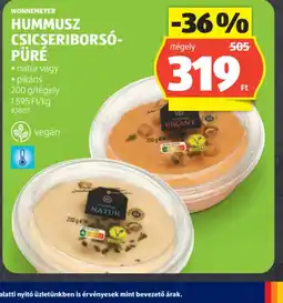 ALDI WONNEMEYER HUMMUSZ CSICSERIBORS-PÜRÉ ajánlat