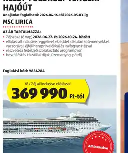 ALDI MSC LIRICA KELET-FÖLDKÖZI-TENGERI HAJÚT ajánlat