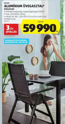 ALDI BELAVI ALUMÍNIUM ÜVEGASZTAL ajánlat