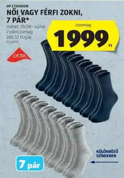 ALDI Női vagy férfi zokni, 7 pár ajánlat