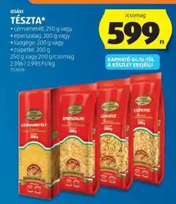 ALDI Izsáki Tészta ajánlat