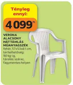 Auchan VERONA ALACSONY HÁTTÁMLÁS MŰANYAGSZÉK ajánlat