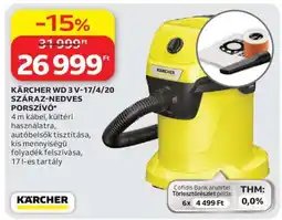 Auchan KÄRCHER WD 3 V-17/4/20 SZÁRAZ-NEDVES PORSZÍVÓ ajánlat