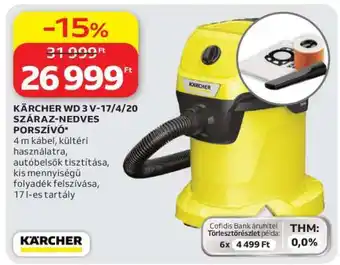 Auchan KÄRCHER WD 3 V-17/4/20 SZÁRAZ-NEDVES PORSZÍVÓ ajánlat