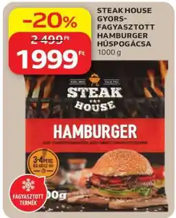 Auchan STEAK HOUSE GYORSFAGYASZTOTT HAMBURGER HÚSPOGÁCSA ajánlat