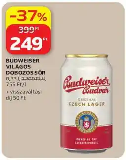 Auchan BUDWEISER VILÁGOS DOBOZOS SÖR ajánlat