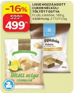 Auchan LISSE HOZZÁADOTT CUKOR NÉLKÜLI TÖLTÖTT OSTYA ajánlat