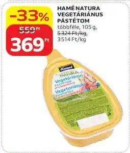 Auchan Hamé Natura vegetáriánus pástétom ajánlat