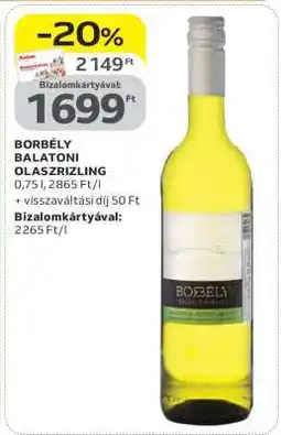Auchan Borbély Balatoni Olaszrizling ajánlat