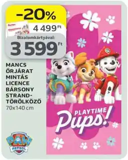 Auchan MANCS ŐRJÁRAT MINTÁS LICENCE BÁRSONY STRANDTÖRÖLKÖZŐ ajánlat