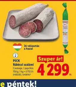Lidl PICK Rákczi szalámi ajánlat