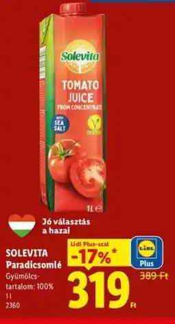 Lidl SOLEVITA Paradicsomlé ajánlat