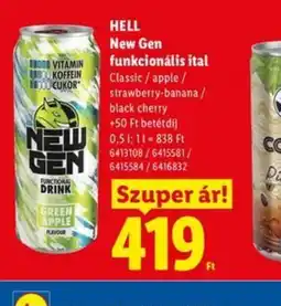 Lidl HELL New Gen funkcionális ital ajánlat