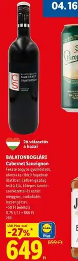 Lidl BALATONBOGLÁRI Cabernet Sauvignon ajánlat