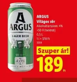 Lidl ARGUS Világos sör ajánlat