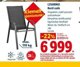 Lidl LIVARNO Kerti szék ajánlat