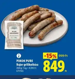 Lidl PIKOK PURE Bajor grillkolbász ajánlat