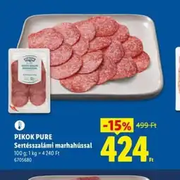 Lidl PIKOK PURE Sertésszalámi ajánlat