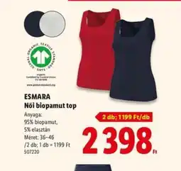Lidl ESMARA Női biopamut top ajánlat