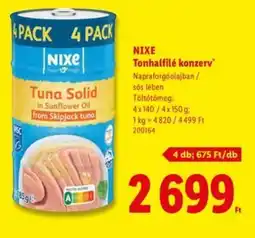 Lidl NIXE Tonhalfilé konzerv ajánlat