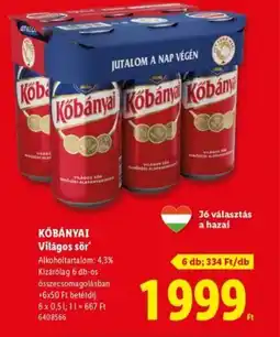 Lidl Kőbányai Világos sör ajánlat
