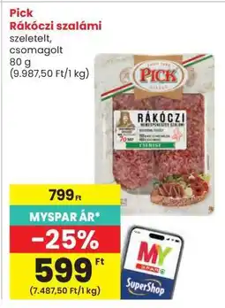 Interspar PICK Rákóczi szalámi ajánlat