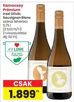 Interspar Kamocsay Prémium Irsai Olivér, Sauvignon Blanc ajánlat