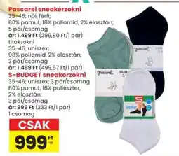 Interspar S-BUDGET sneakerzokni ajánlat
