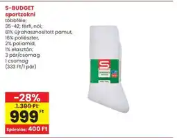 Interspar S-BUDGET sportzokni ajánlat