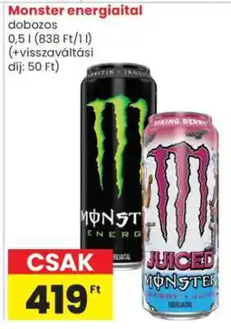 Spar MONSTER Energiaital ajánlat