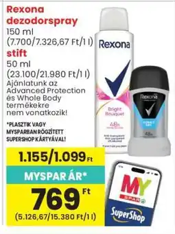 Spar Market Rexona dezodorspray és stift ajánlat