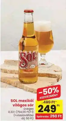 Spar SOL mexikói világos sör ajánlat