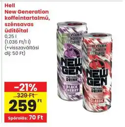Spar Hell New Generation koffeintartalmú, szénsavas üdítőital ajánlat