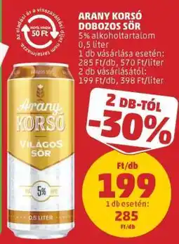 PENNY Arany Korsó Dobozos Sör ajánlat