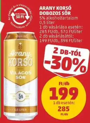 PENNY Arany Korsó Dobozos Sör ajánlat