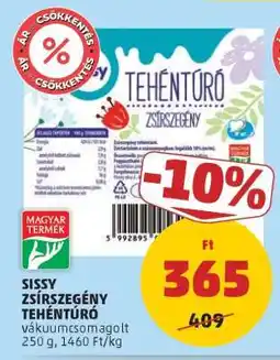 PENNY Sissy Zsírszegény Tehéntúró ajánlat