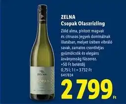 Lidl ZELNA Csopak Olaszrizling ajánlat