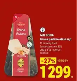 Lidl Milbona Grana Padano olasz sajt ajánlat