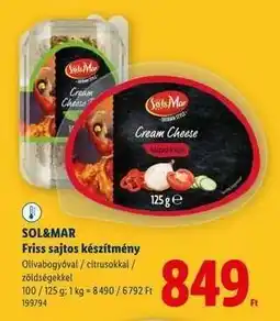 Lidl Sol&Mar Friss sajtos készítmény ajánlat