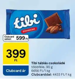 Tesco TIBI Táblás csokoládé ajánlat