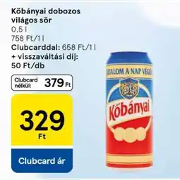Tesco Kőbányai dobozos világos sör ajánlat