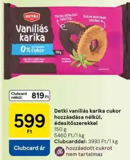 Tesco Detki vaníliás karika cukor hozzáadása nélkül, édesítőszerekkel ajánlat