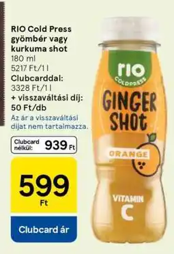 Tesco RIO Cold Press gyömbér vagy kurkuma shot ajánlat