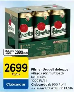 Tesco Pilsner Urquell dobozos világos sör multipack ajánlat