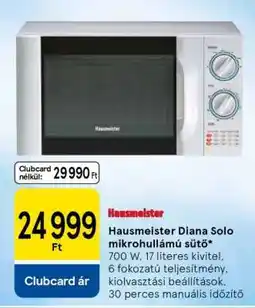 Tesco Hausmeister Diana Solo mikrohullámú sütő ajánlat
