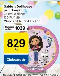 Tesco Gabby's Dollhouse papírtányér ajánlat