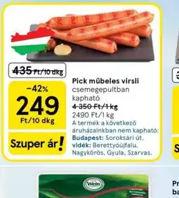 Tesco PICK műbeles virsli ajánlat